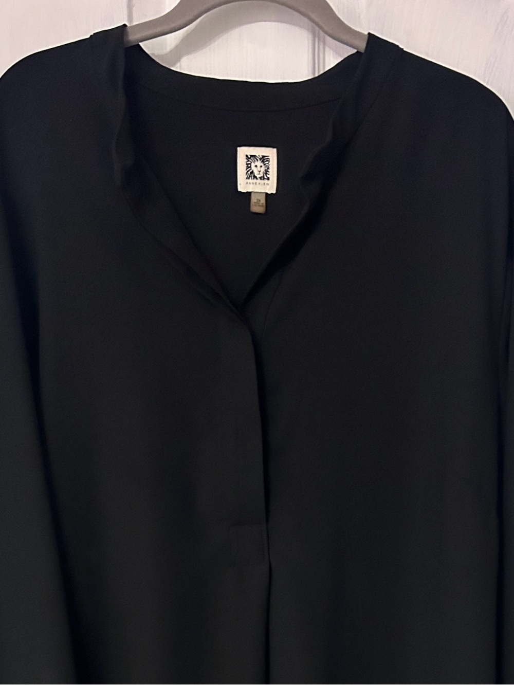Anne Klein Black Long Sleeve Tunic Top